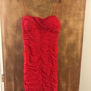 Sexy Red Cache Chiffon Ruffle Party Dress